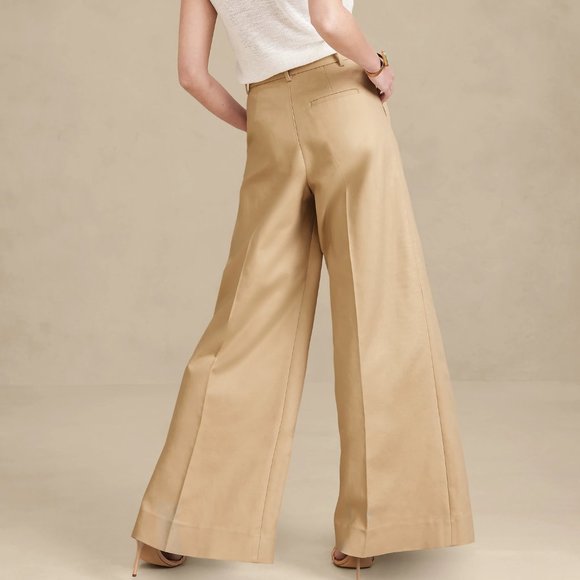 STILL AVAILABLE NWT! Banana Republic Maverick Tan Cruise Wide Leg Pants - Picture 5 of 9